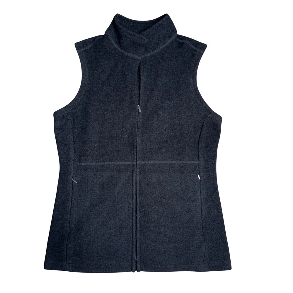 Ibex Merino Wool Vest Womens Medium Black Excellent Full Zip Mock Neck Pockets